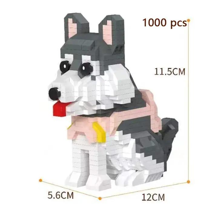 KNEW BUILT-Mini blocs de construction pour enfants, modèle de chien micro, jouets à assembler, maire