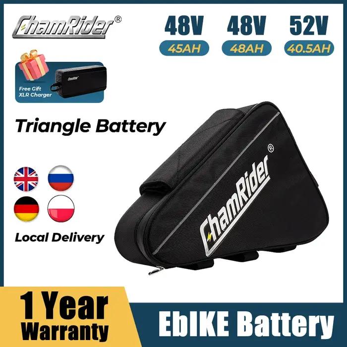 Batterie ChamRider 48V48AH, pack de batterie pour vélo électrique 52V 40.5AH, 2000W, 21700, triangle