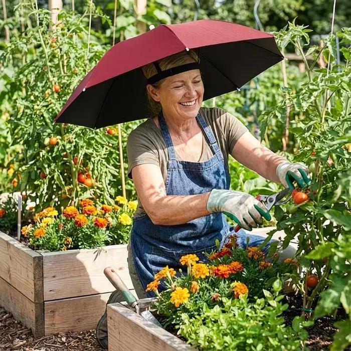Parapluie de tête pliable anti-soleil et anti-pluie