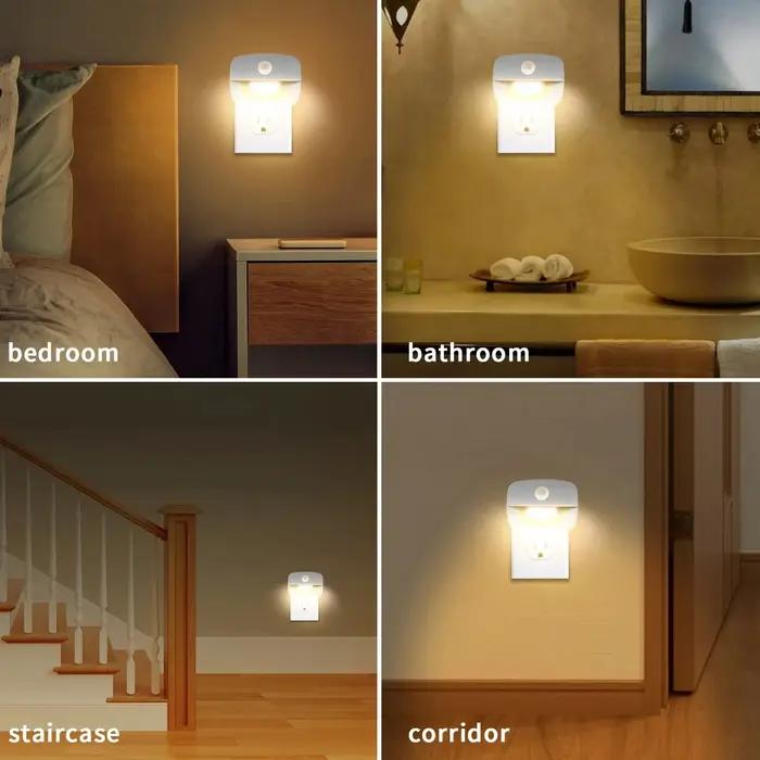 LED veilleuse avec capteur de mouvement lumière ue US prise lampes enfants veilleuses sans fil mur c