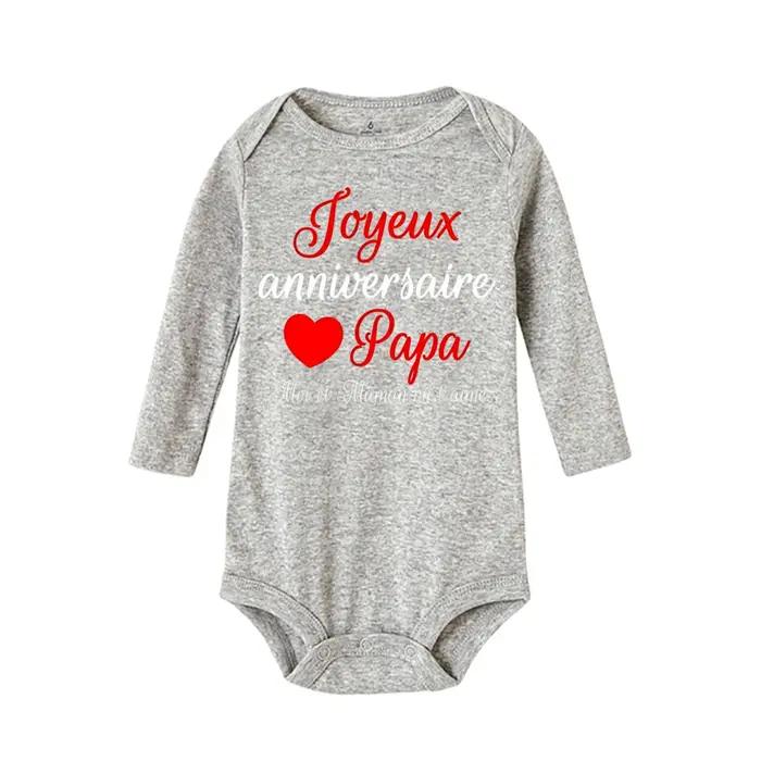 Body en polyester tricoté personnalisé avec message Happy Birthday pour bébé 0-1 ans occassions spéciales famille célébrations naissance anniversaire