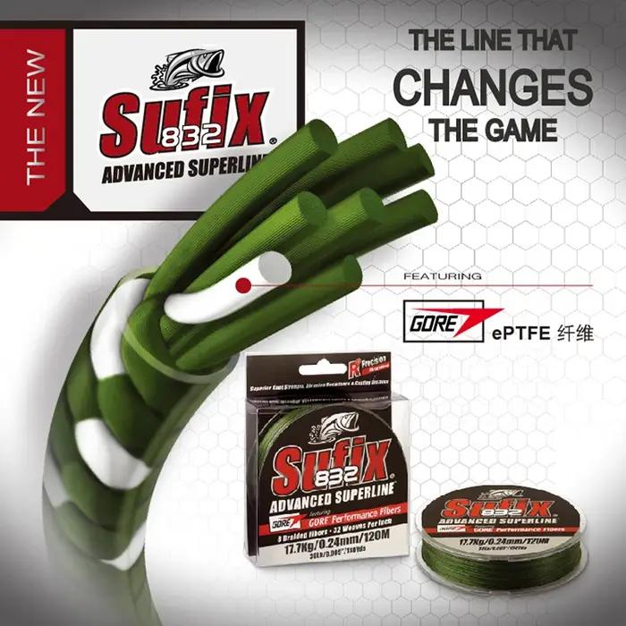 Sufix 832 sufix tresse x8 support ligne de pêche-longueur: 250 m/275 m, taille: 30-86 lb PE Power li