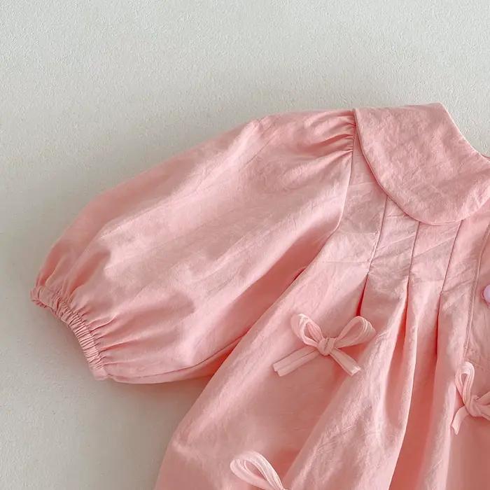 Combinaison d'escalade triangulaire à manches longues pour bébé fille, avec nœud mignon, combinaison