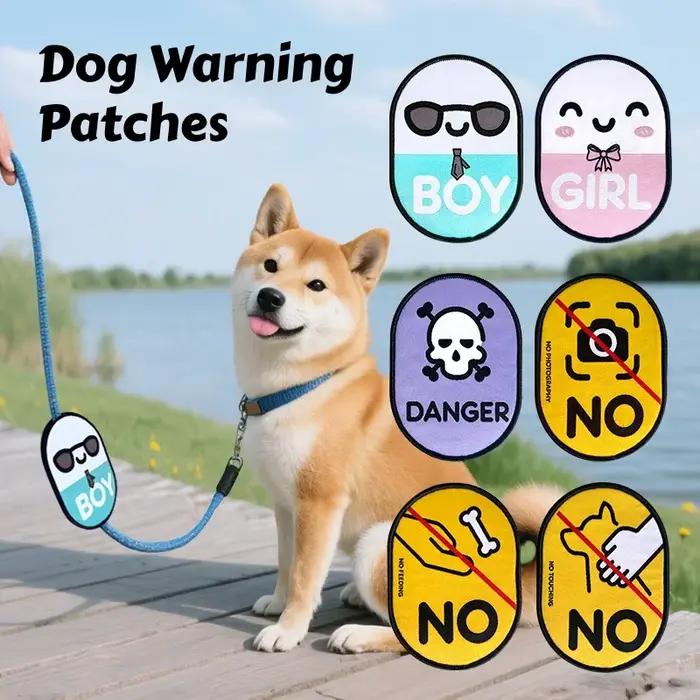 Patchs d'avertissement de laisse pour chien, 1 pièce, étiquettes d'alerte interactives à crochet et boucle pour chien/chat, pour Messages «sans contact», «sans alimentation»