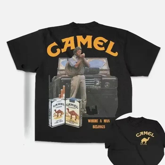 T-Shirt rétro en coton avec image de cigarettes camel pour hommes et femmes, Streetwear d'été