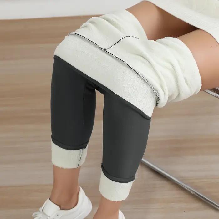 Leggings en polaire pour femmes, couleurs unies, taille haute, confort hiver et automne, occasions spéciales et quotidiennes