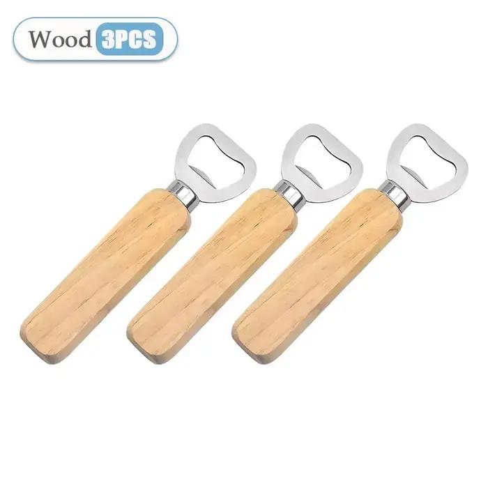 1-40 pièces ouvre-bouteille de bière à manche en bois