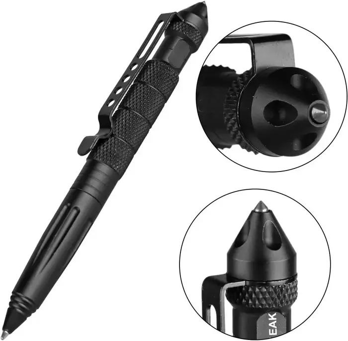 Stylo de défense tactique avec tête en acier tungstène, outil multifonction pour briser les vitres, pour la défense personnelle en extérieur et la signature