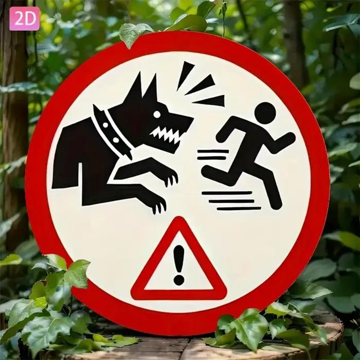 Panneau Rétro Rond pour Chien - Affiche d'Avertissement en Métal Aluminium de 8 Pouces pour Décoration Murale de Jardin