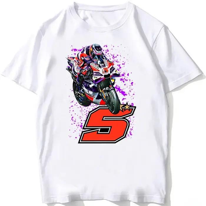 Johann Zarco 5 France GP équitation T-Shirt nouvel été hommes à manches courtes Hip Hop Sport garçon t-shirts occasionnels moto hauts blancs