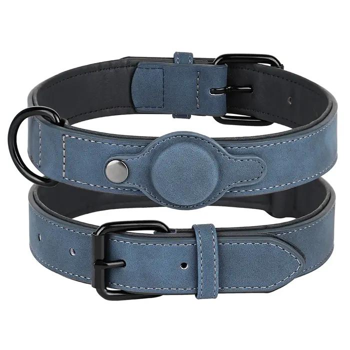 Collier pour chien en cuir PU de haute qualité, étiquette Anti-perte, réglable pour petits et moyens