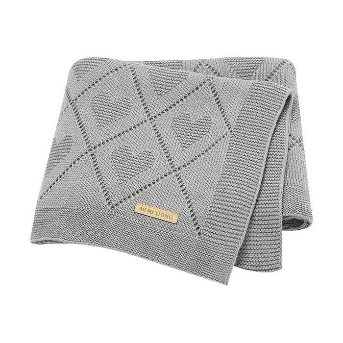 Couvertures pour bébé Super doux nouveau-né coton tricot mois poussette pépinière lange d'emmaillotage couettes 90*70