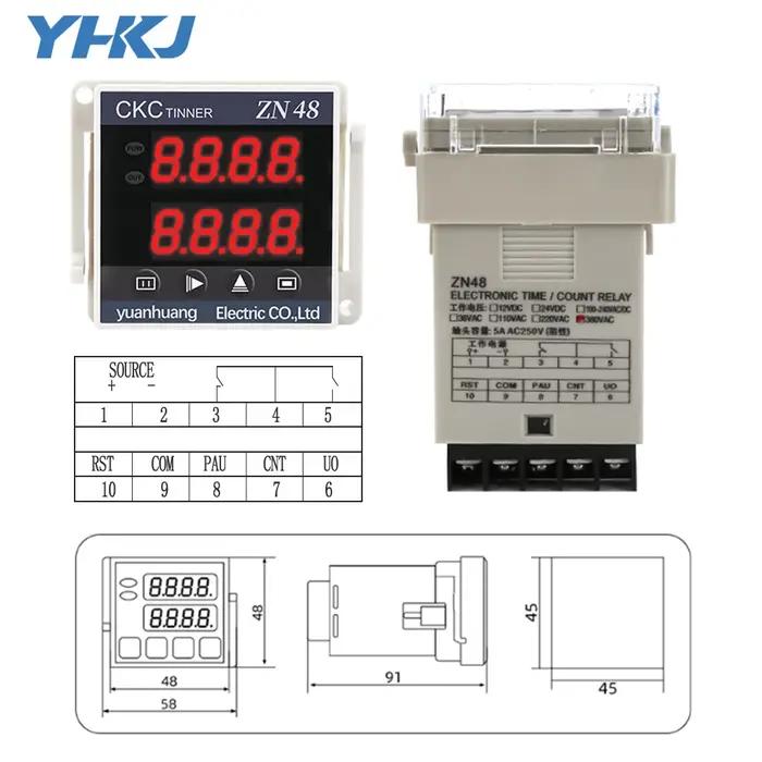 Compteur de temps numérique série ZN48, minuterie multifonction, contrôleur rotatif, compteur de rév