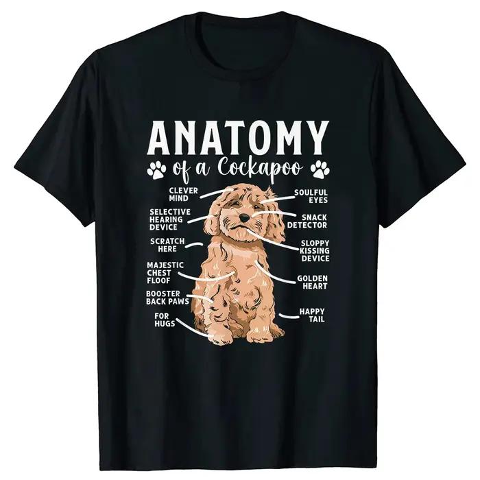 T-shirts pour propriétaires de chiens Cockapoo - Anatomie du chien - Hommes Femmes - Coton pur - Humour - Streetwear - T-shirt à manches courtes - Vêtements unisexes amples