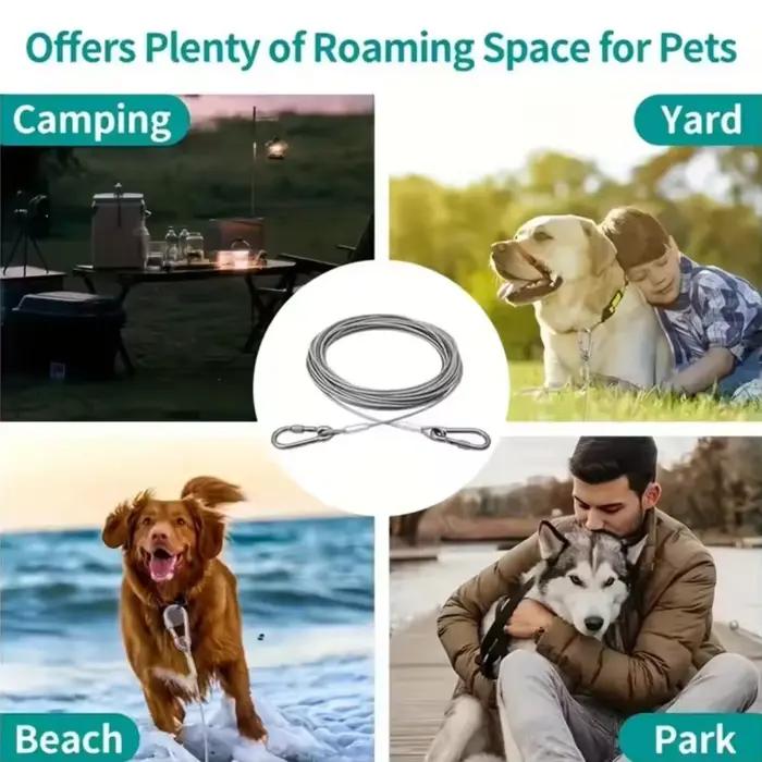 Laisse de câble d'arrimage pour chien à Double tête