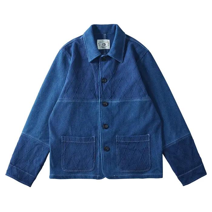 Vintage Indigo Veste Hommes Français Workwear Cargo Outillage