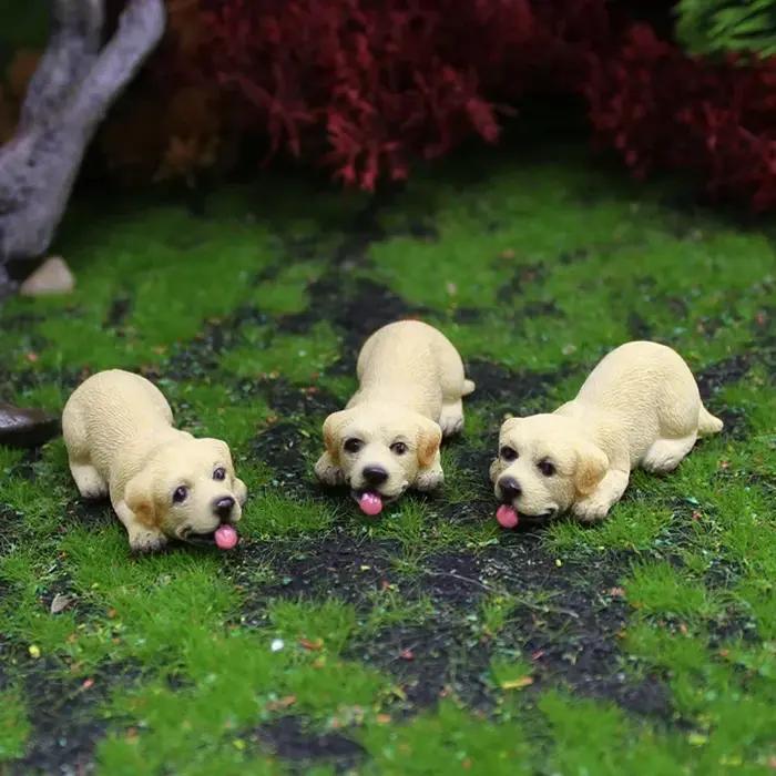 Mini chiot Kawaii en résine, figurine d'Auckland, chien accroupi de dessin animé, décorations de micro-paysage bricolage pour enfants