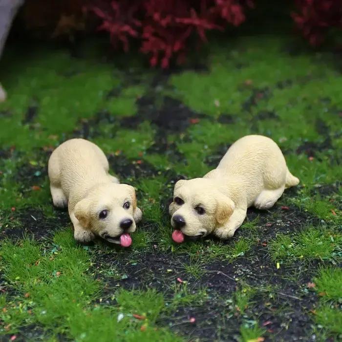 Mini chiot Kawaii en résine, figurine d'Auckland, chien accroupi de dessin animé, décorations de micro-paysage bricolage pour enfants