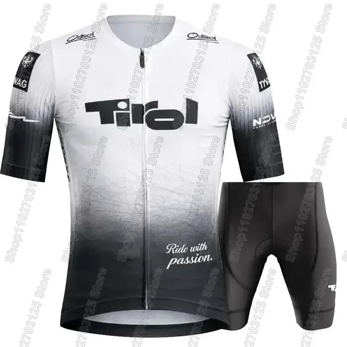 Ensemble Maillot et Cuissard Cycliste Homme Équipe Tirol 2026 Veste Polyester et Lycra Maillot de Course Cuissard Respirant Gel Occasions Spéciales