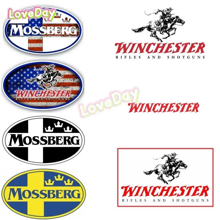 Mossberg Winchester fusils et fusils de chasse fabricant Logo autocollant drapeau américain boîte à outils casque vinyle autocollant décalcomanie