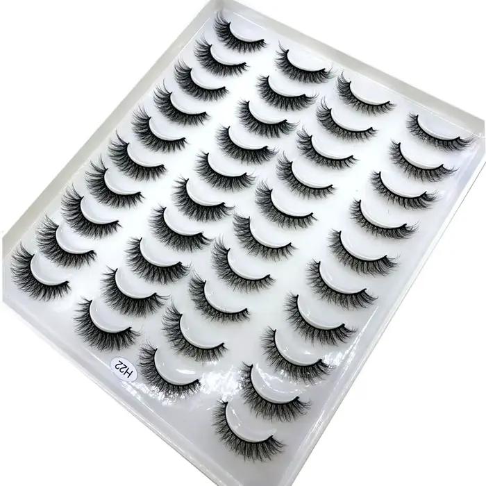Faux-cils 3D en faux vison, 20 paires, naturels, dramatiques, moelleux, doux, contaminants, volume c