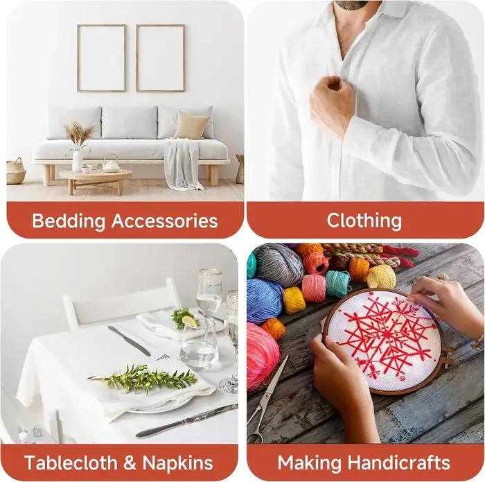 Tissu en Lin Français Doux Non Tissé, Lin Lavé pour Vêtements, Nappes, Rideaux, Bricolage Couture, Matériau AREX Naturel, 100%