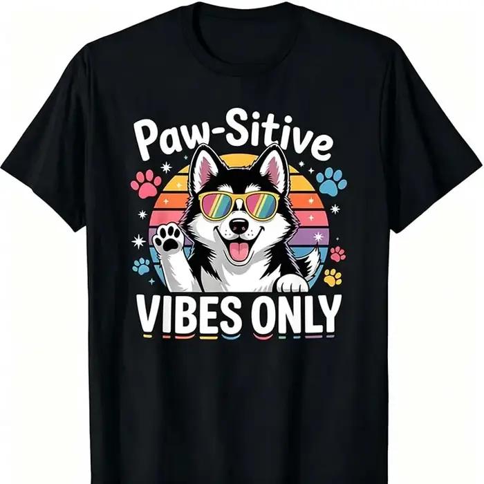 T-shirts à imprimé chien Husky mignon pour hommes