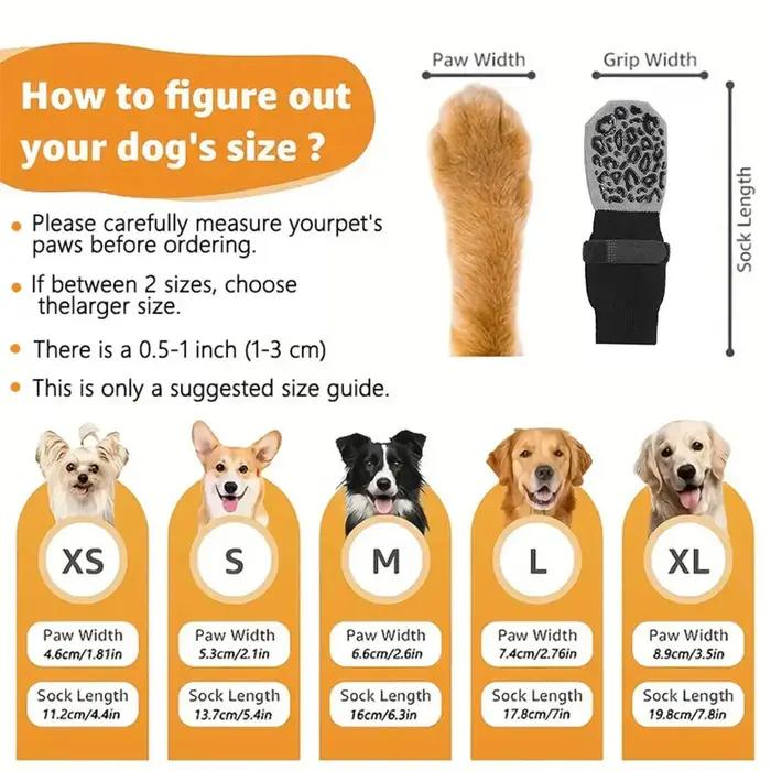 4 protections antidérapantes pour pattes de chien avec contrôle de traction
