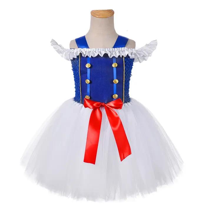 Costume de marin d'officier de capitaine de la marine pour filles, robe de princesse Tutu en Tulle b