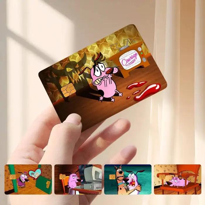 Courage les autocollants de carte de chien C-Cowardly autocollants de protection de carte de crédit résiste aux rayures et à l'abrasions