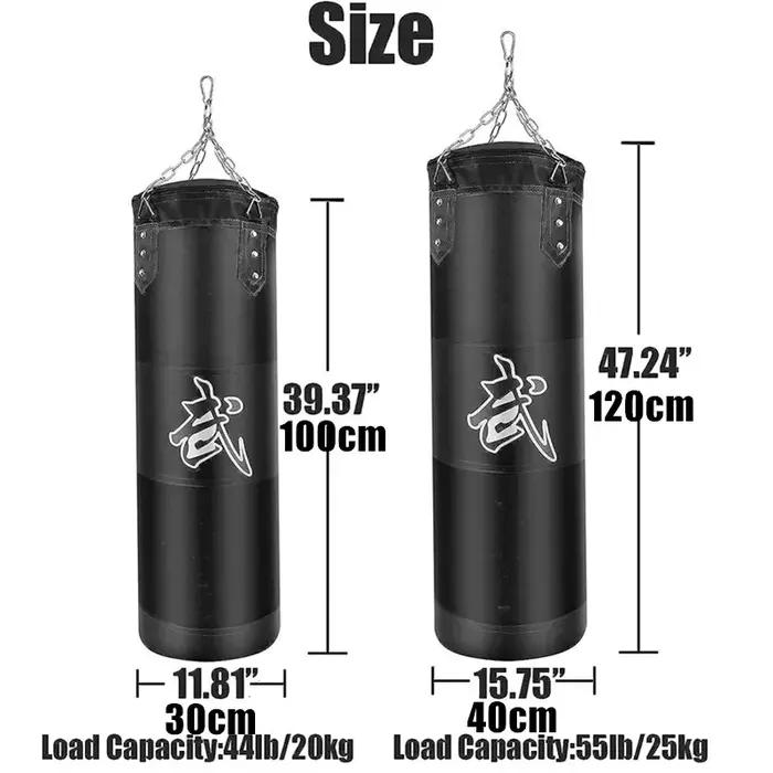 Sac de boxe lourd non rempli 100/120cm, sac de sable de boxe professionnel avec accessoire suspendu