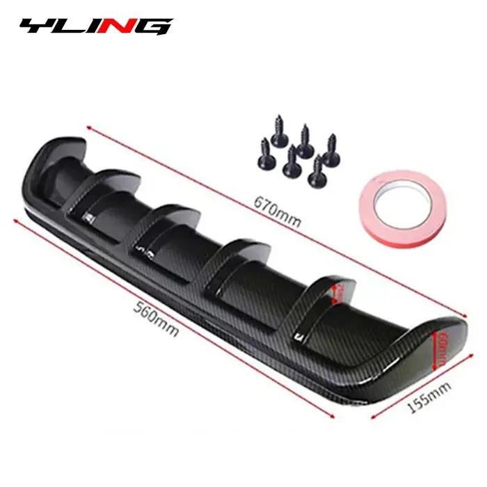Déflecteur de pare-choc arrière universel pour voiture, aileron de requin, 6 ailes, noir brillant, c