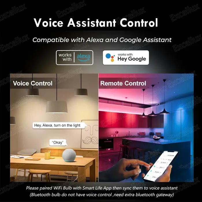 Tuya E27 lampe à LED App contrôle Bluetooth/WiFi ampoule LED 15W RGB CW WW ampoule intelligente fonc