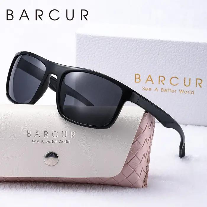 BARCUR mode TR90 hommes lunettes de soleil robuste Durable cadre rectangulaire Cool Sports de plein air