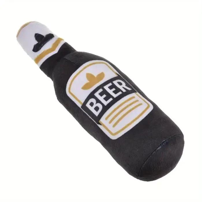 Jouet pour chien réaliste en forme de bouteille de bière, qui couine. Jouet interactif, résistant aux morsures et à l'usure. Facile à nettoyer