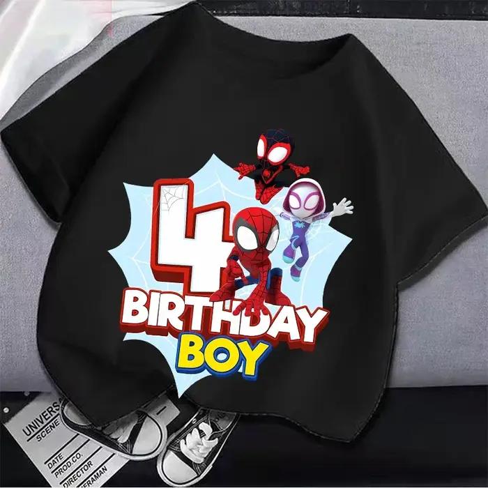 T-shirt à manches courtes pour enfants, Marvels Spiderman, numéro 1-9, avec figurines de dessins ani