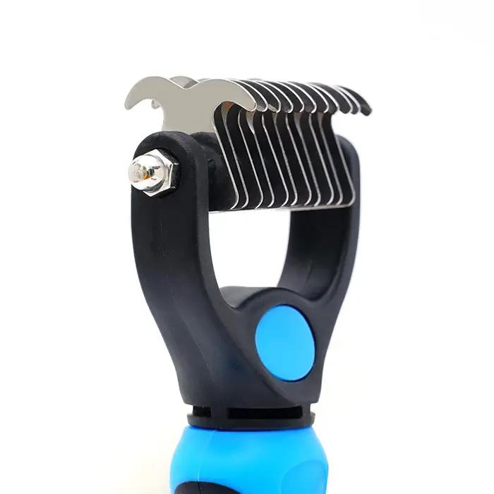 Peigne Démêlant pour Chiens et Chats avec Lames en Acier Inoxydable - Brosse Démêlante pour Poils Enchevêtrés - Professionnel