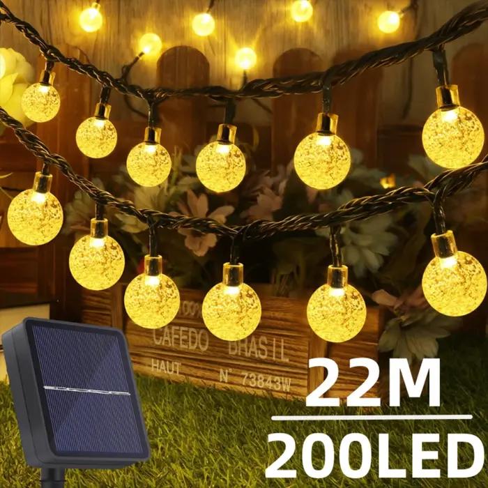 Guirxiété Lumineuse Solaire en Clip pour Décoration Extérieure, 200 LED, Étanche, Feston, Lumière Dé