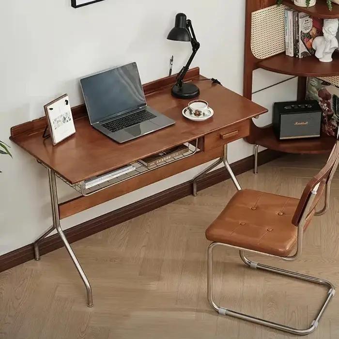 Bureau d'ordinateur en bois massif, bureau d'étude nordique moderne, Table d'appoint de rangement po
