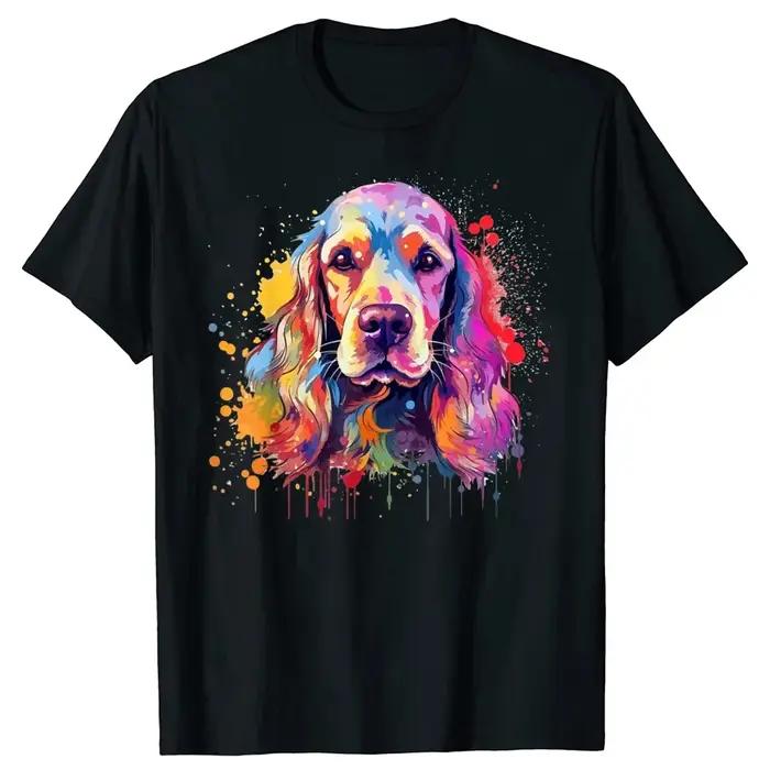 Coloré Splash Art Cocker épagneul chien t-shirt graphique t-shirts hommes vêtements t-shirt hauts co