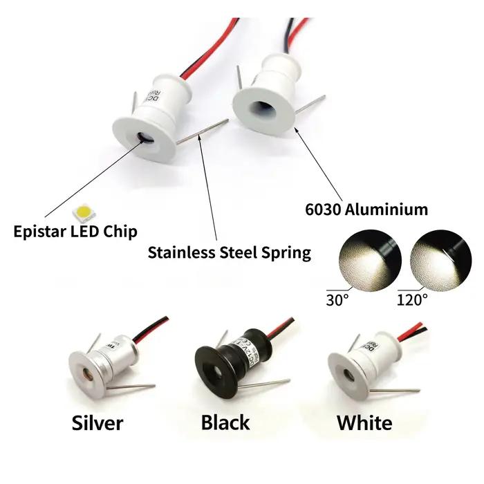 Mini Downlight LED 12V 1W Encastré Petit Spot Plafond Cuisine Chambre Escalier NikLed Projecteur avec AC110-220V aved