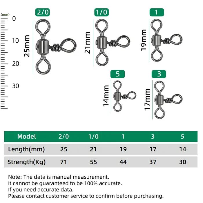 DNDYUJU 30 pièces 3 voies baril ligne transversale pêche pivotant avec anneau solide en laiton croch