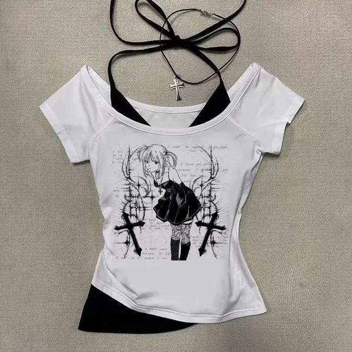 Y2k Femmes 90s Vintage Vêtements Vêtements Bébé T-shirts Hauts Femmes T-shirts Goth Anime Fille impr