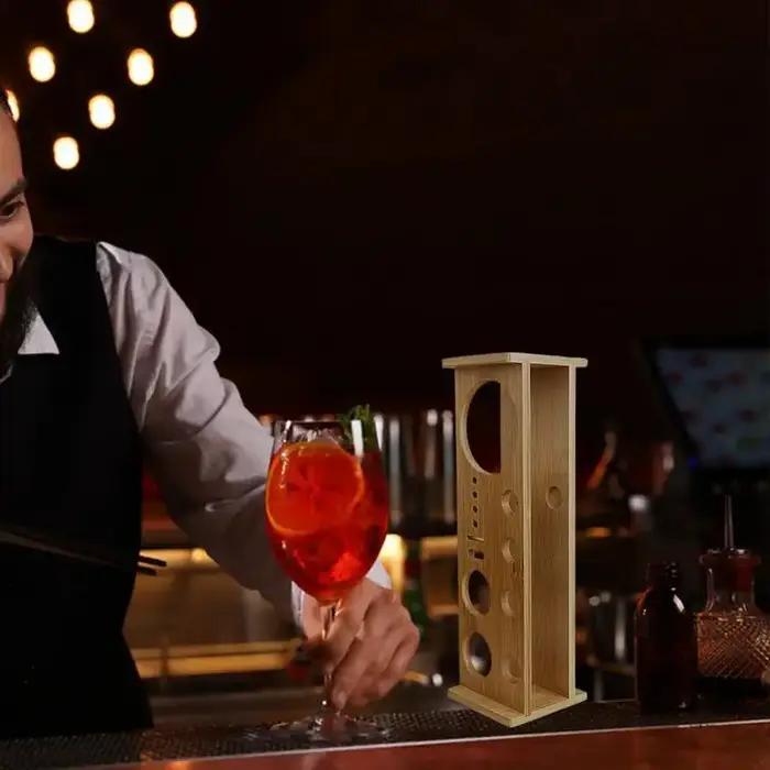 Support de rangement pour outils de barman en bambou compact et élégant pour mixologie professionnelle