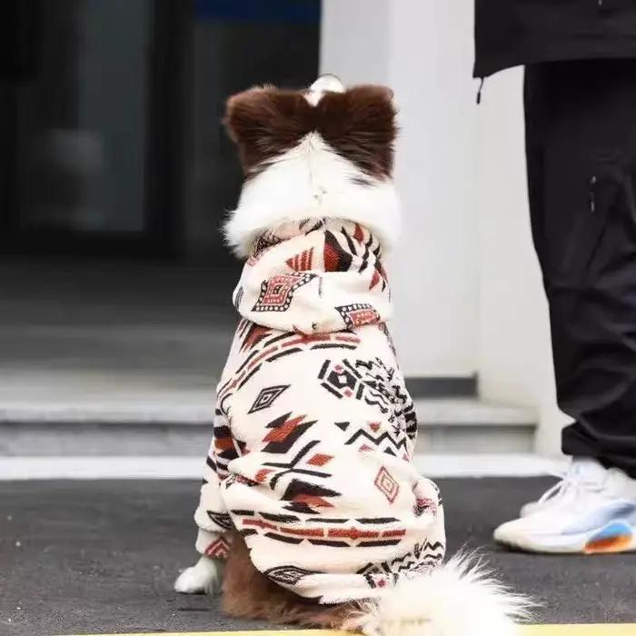 Manteau à capuche en polyestère pour chiens de taille moyenne et grande, vêtement thermique rétro pour automne et hiver, cadeau pour border collie, doberman, labrador, rottweiler