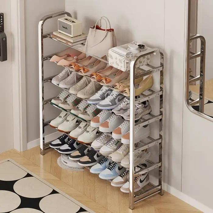 Étagère à chaussures en acier inoxydable épaissi, couloir familial, dortoir étudiant, chambre locati