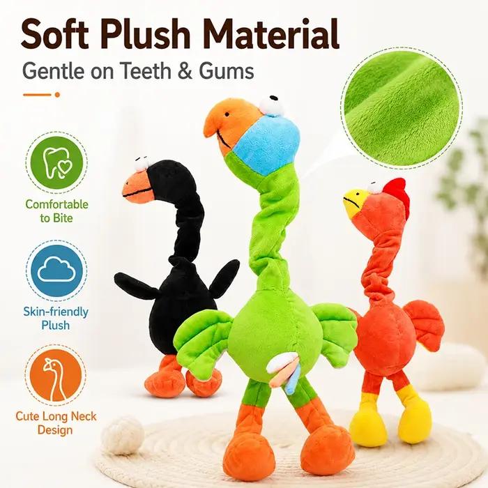 Jouet pour chien en peluche couineur à long cou