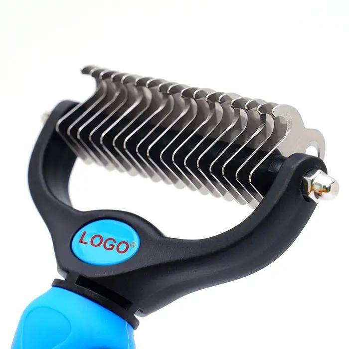 Peigne Démêlant pour Chiens et Chats avec Lames en Acier Inoxydable - Brosse Démêlante pour Poils Enchevêtrés - Professionnel