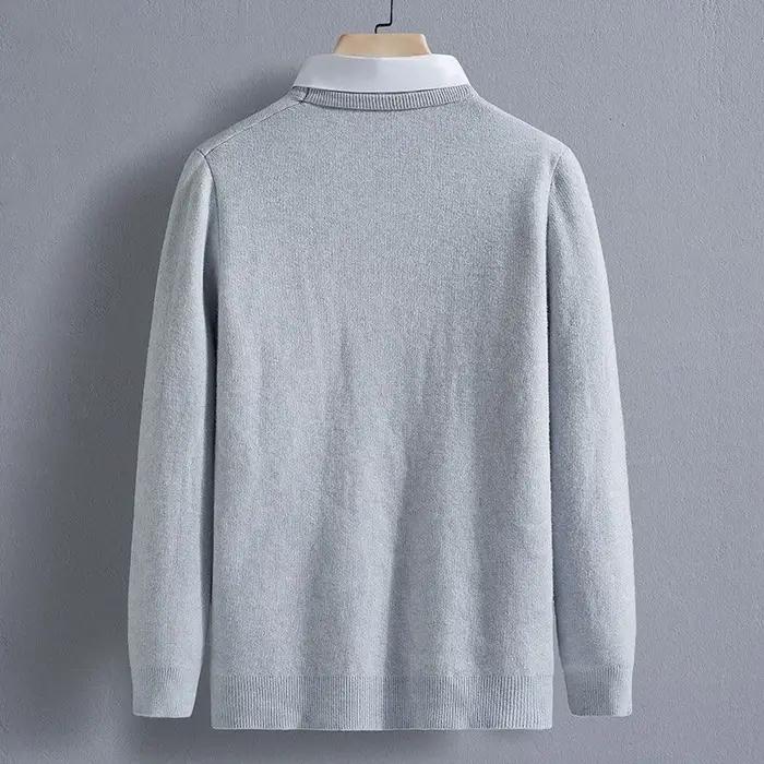 Vêtements pour hommes automne hiver à manches longues nouveaux hauts T-Shirts col rond mode nouveaux chandails confortables de couleur unie