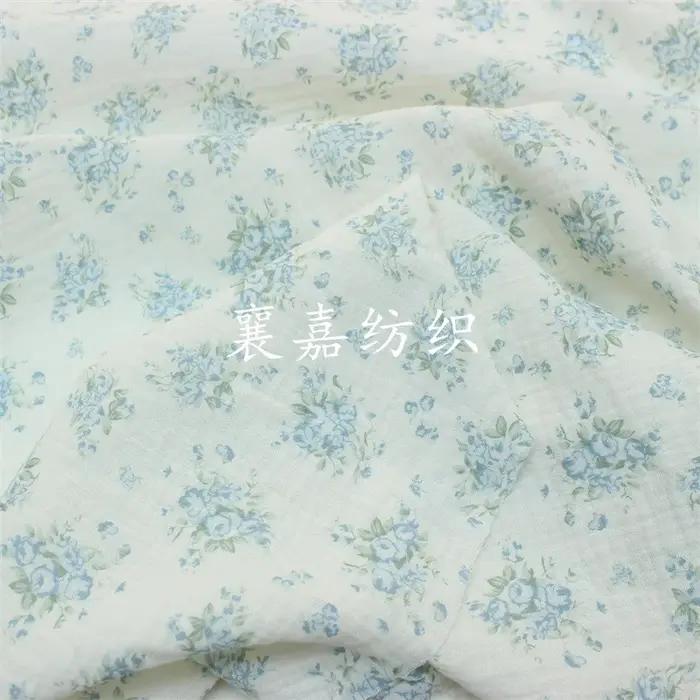 Tissu crêpe en coton pour bébé, Double gaze florale, 135x50cm, pour pyjama, vêtements pour enfants, tissu à coudre